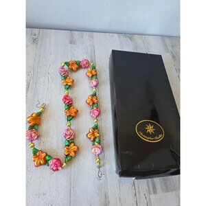 Radko lei land flower Garland glitter tropical Hawaiian glass Xmas vintage hibis